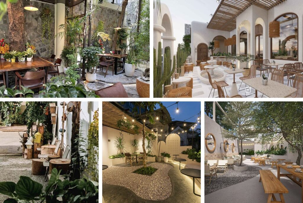 Thiết kế quán cafe sân vườn phong cách Địa Trung Hải thoáng đãng